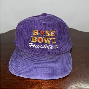 Vtg Rose Bowl Hat corduroy Huskies Adjustable 1991 Purple SnapBack Fade